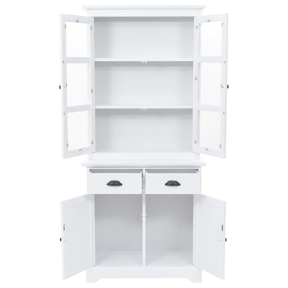 Kredenc Se 4 Dvířky Z Mdf A Borového Dřeva 80 X 40 X 180 Cm