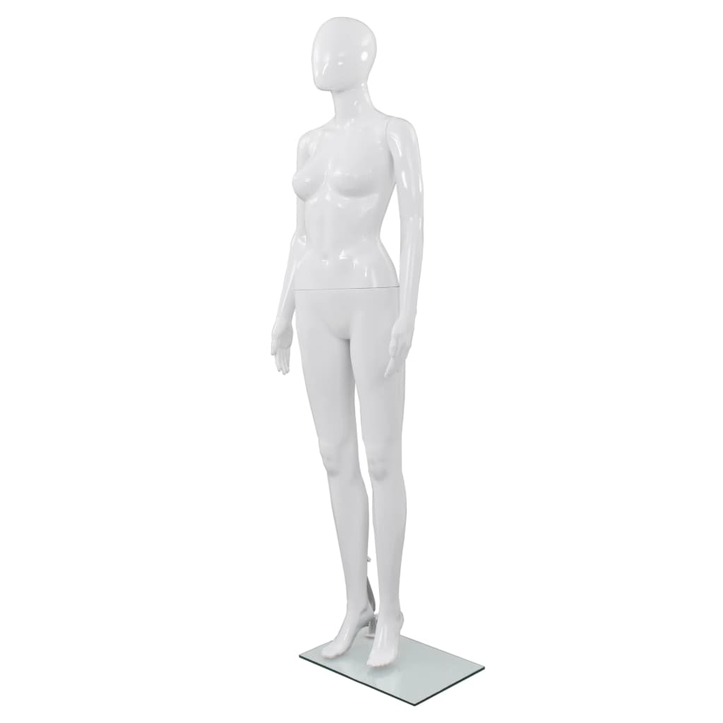 Dámská Figurína Celá Postava Základna Sklo Lesklá Černá 175 Cm