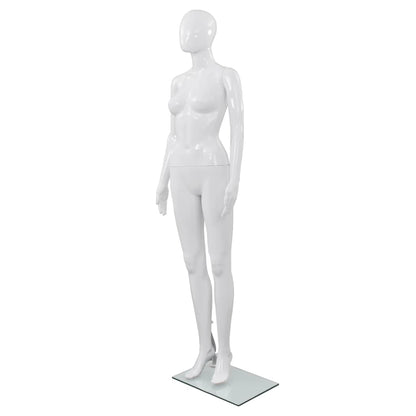 Dámská Figurína Celá Postava Základna Sklo Lesklá Černá 175 Cm