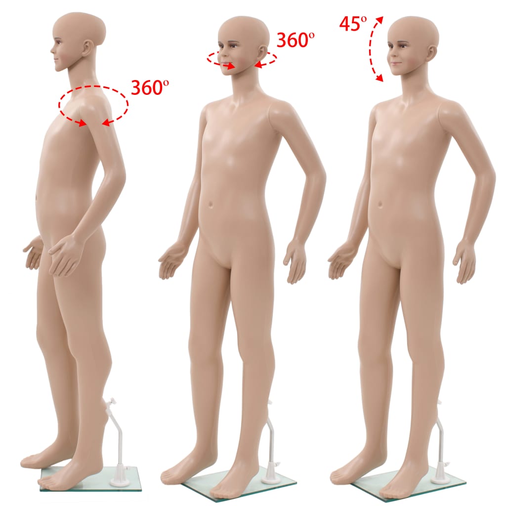Dětská Figurína Celá Postava Základna Ze Skla Béžová 140 Cm