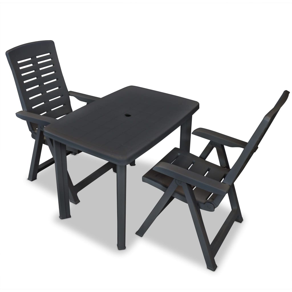 3Dílný Bistro Set Plastový Antracitový