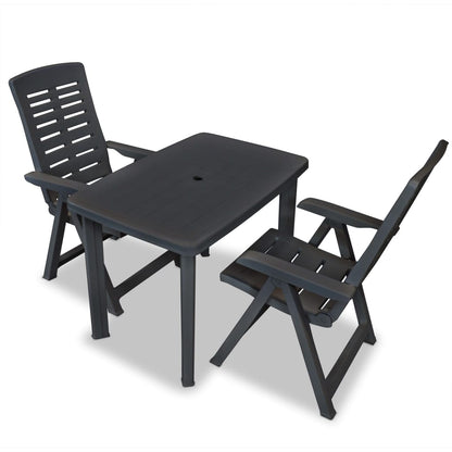 3Dílný Bistro Set Plastový Antracitový