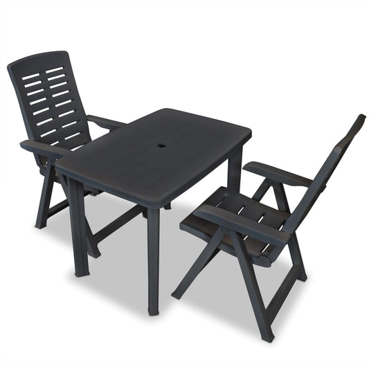 3Dílný Bistro Set Plastový Antracitový