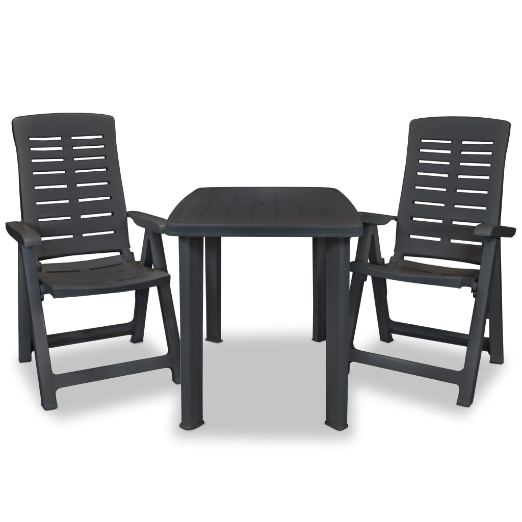 3Dílný Bistro Set Plastový Antracitový