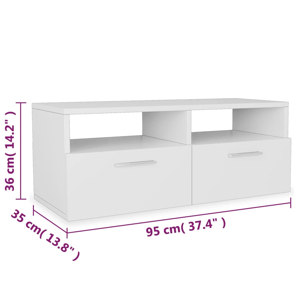 Tv Skříňky 2 Ks Kompozitní Dřevo 95 X 35 X 36 Cm Bílé