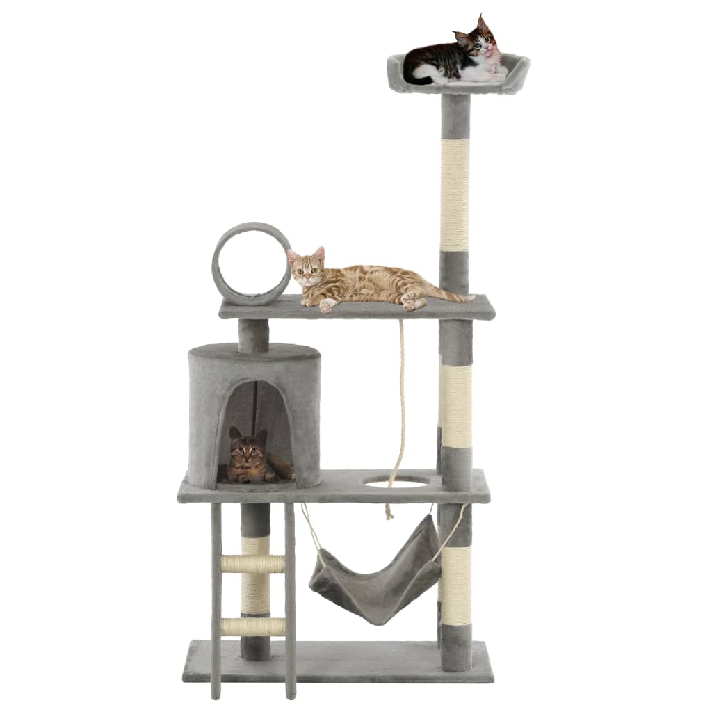 Škrabadlo Pro Kočky Se Sisalovými Sloupky 140 Cm Šedé