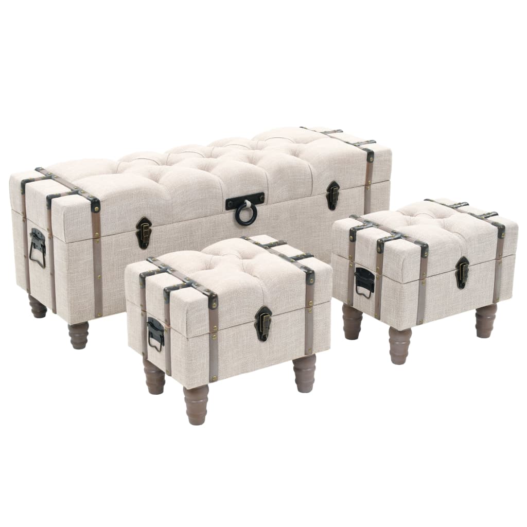 Sada Úložných Lavic 3 Kusy Masivní Dřevo A Ocel 112X37X45 Cm