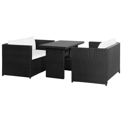 3Dílný Bistro Set S Poduškami Hnědý Polyratan Šedý