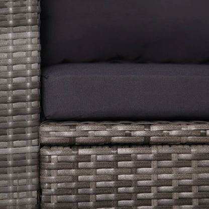 3Dílný Bistro Set S Poduškami Hnědý Polyratan Šedý
