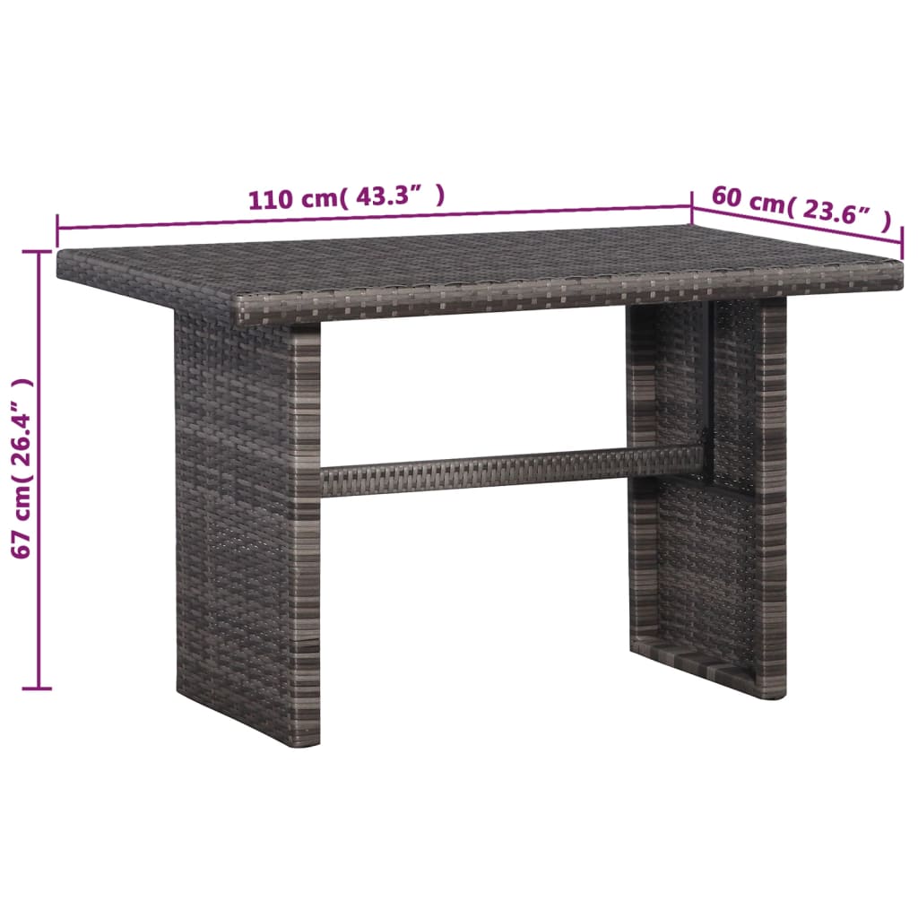 3Dílný Bistro Set S Poduškami Hnědý Polyratan Šedý