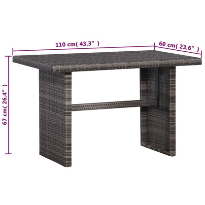 3Dílný Bistro Set S Poduškami Hnědý Polyratan Šedý