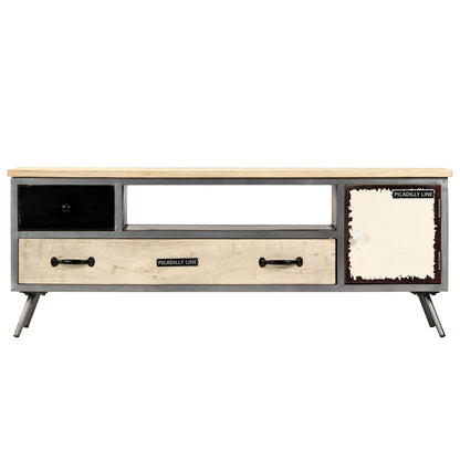 Tv Stolek Masivní Mangovníkové Dřevo A Ocel 120 X 30 X 45 Cm