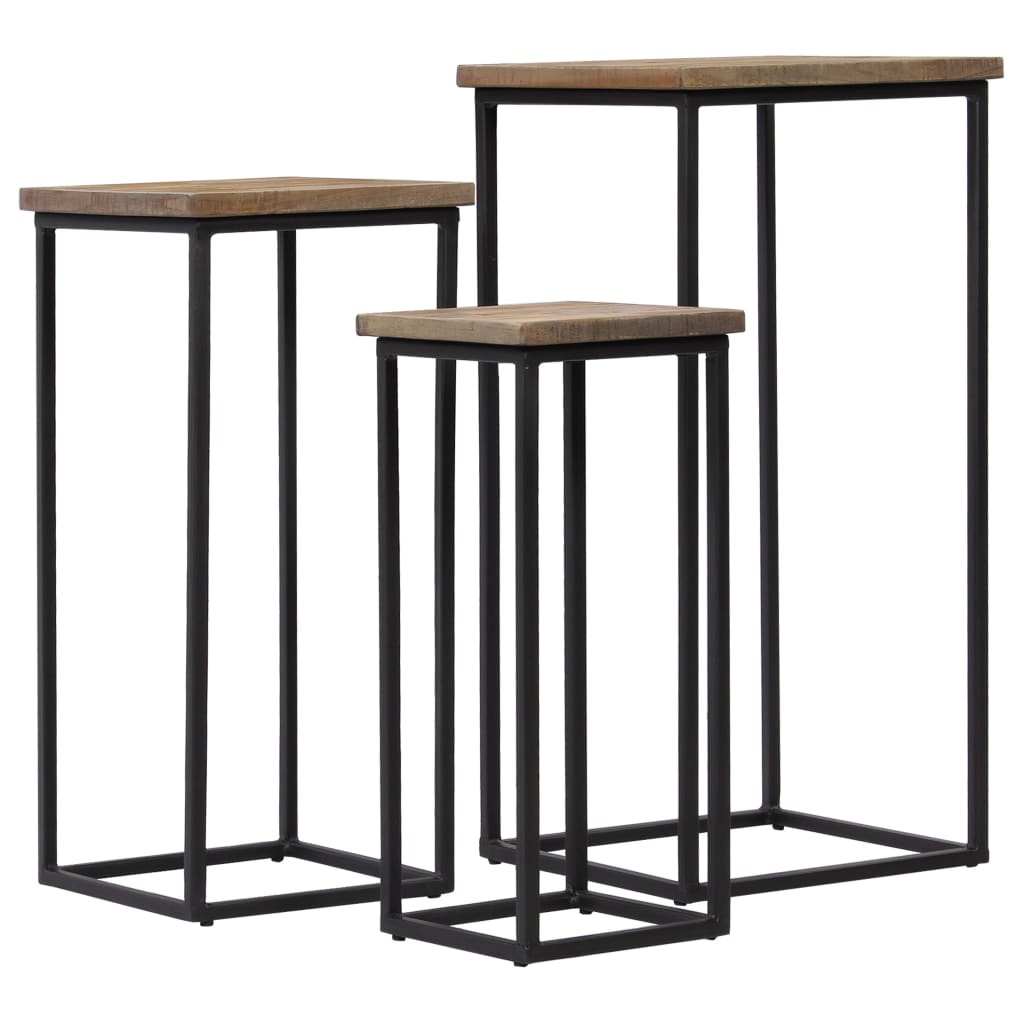 3 Stojany Na Květiny Recyklovaný Teak