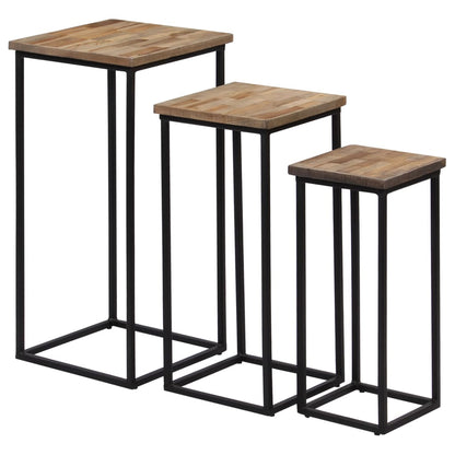 3 Stojany Na Květiny Recyklovaný Teak