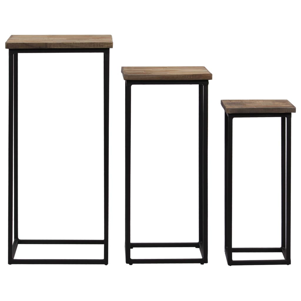 3 Stojany Na Květiny Recyklovaný Teak