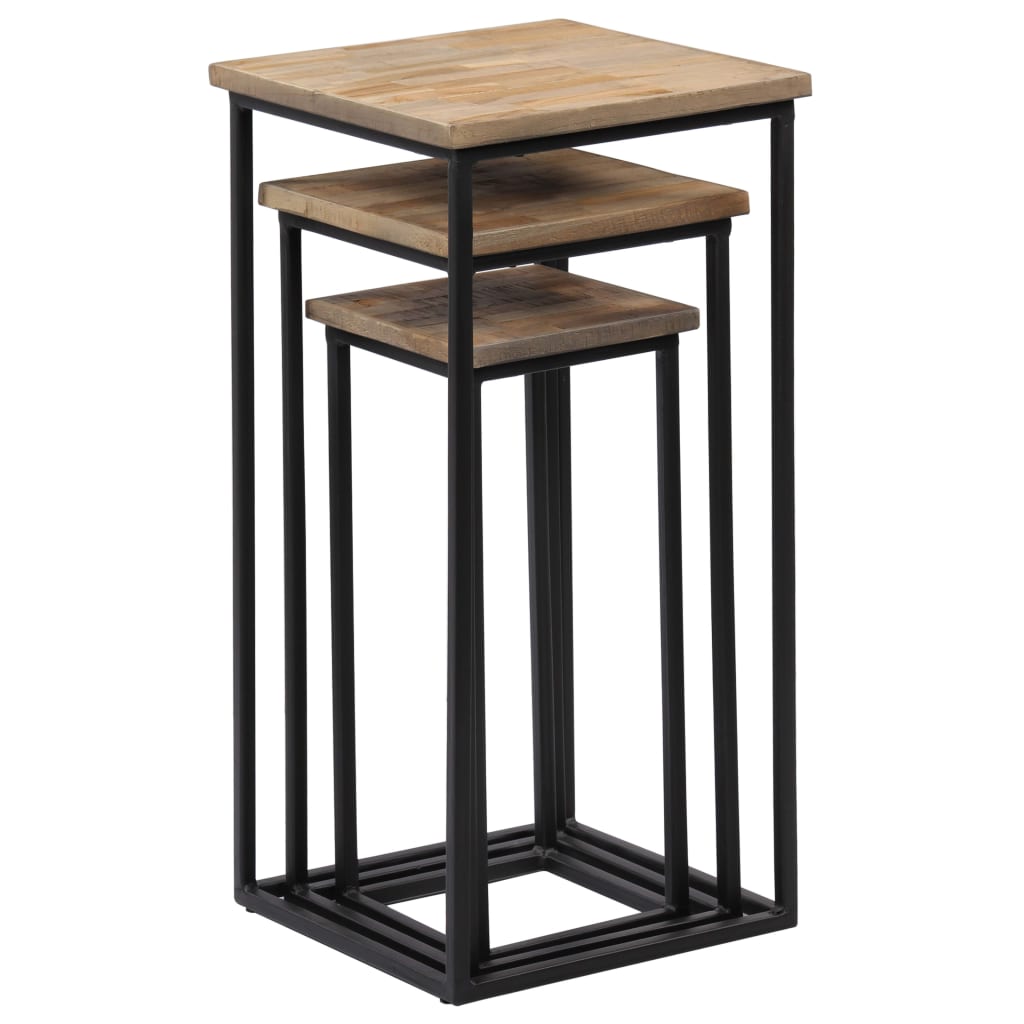 3 Stojany Na Květiny Recyklovaný Teak