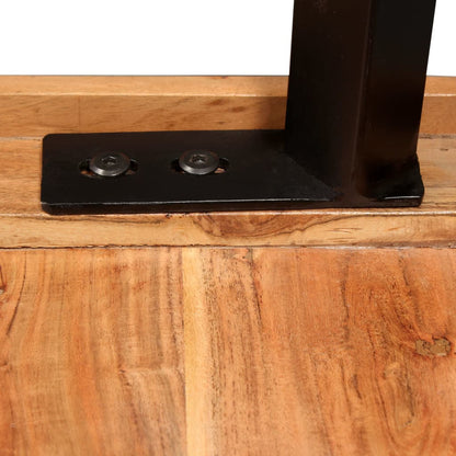 Barový Set 3 Kusy Masivní Akáciové Dřevo A Pravá Kůže