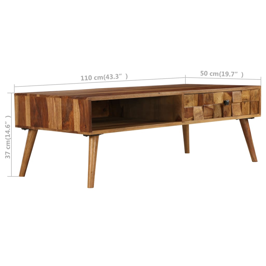 Konferenční Stolek Z Masivního Sheeshamu 110X50X37 Cm Medový