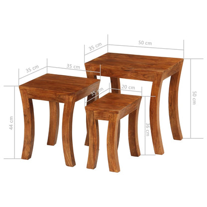 Sada Hnízdových Stolků 3 Ks Masivní Akácie 50X35X50 Cm Hnědá
