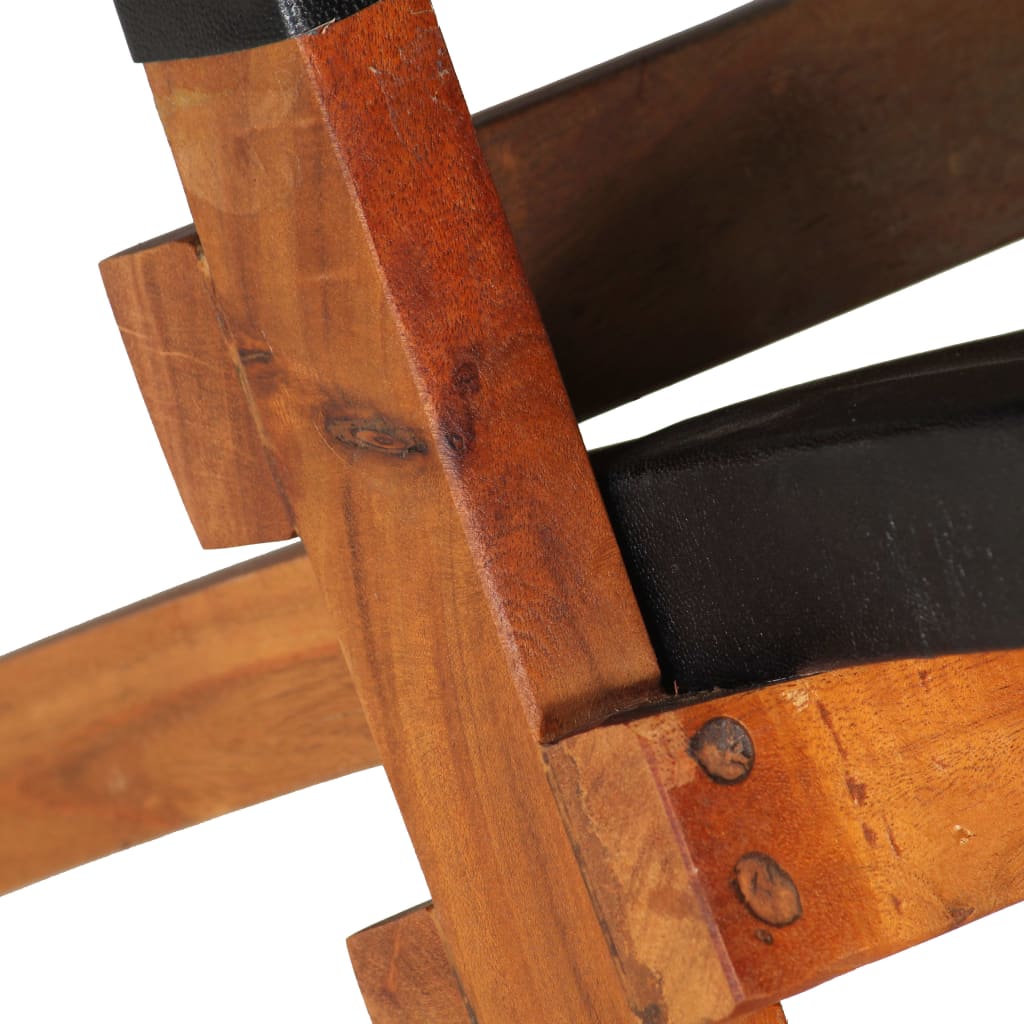 Skládací Relaxační Židle Černá Pravá Kůže