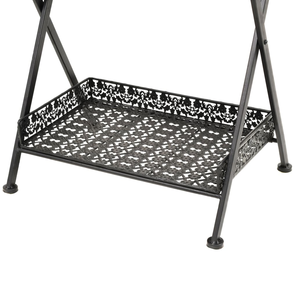 Skládací Čajový Stolek Ve Vintage Stylu Kovový 58X35X72Cm Černý