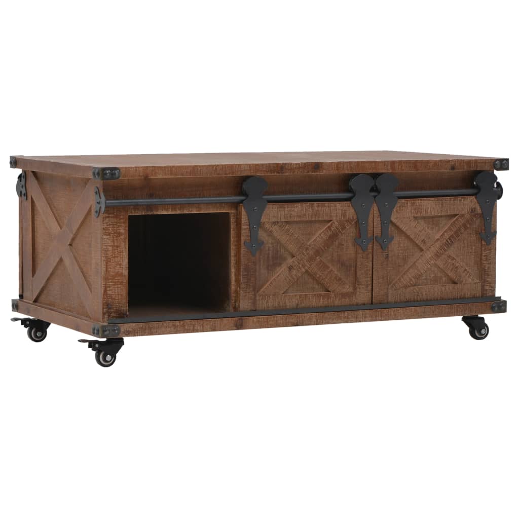 Konferenční Stolek Z Masivní Jedle 91 X 51 X 38 Cm Hnědý
