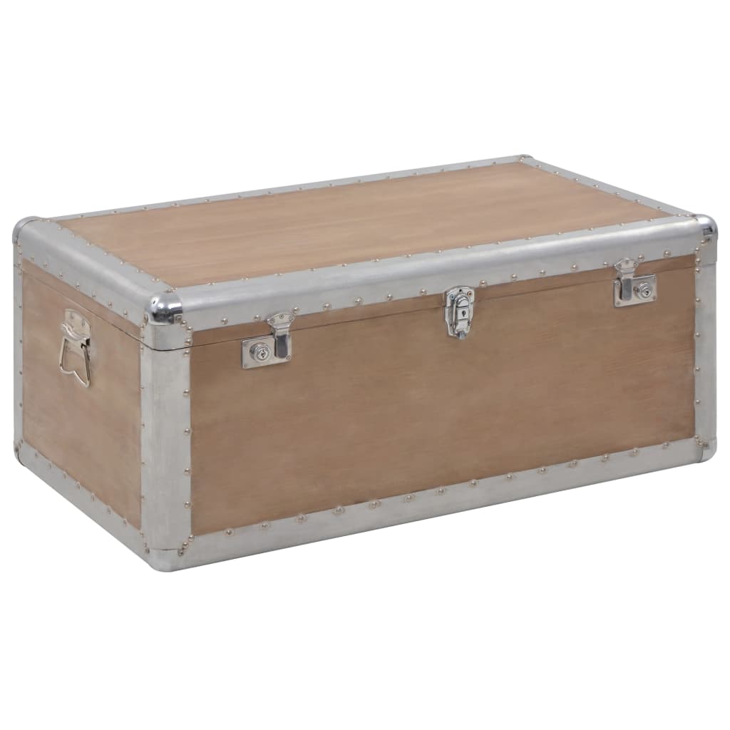 Úložný Box Z Masivního Jedlového Dřeva 91 X 52 X 40 Cm Hnědý