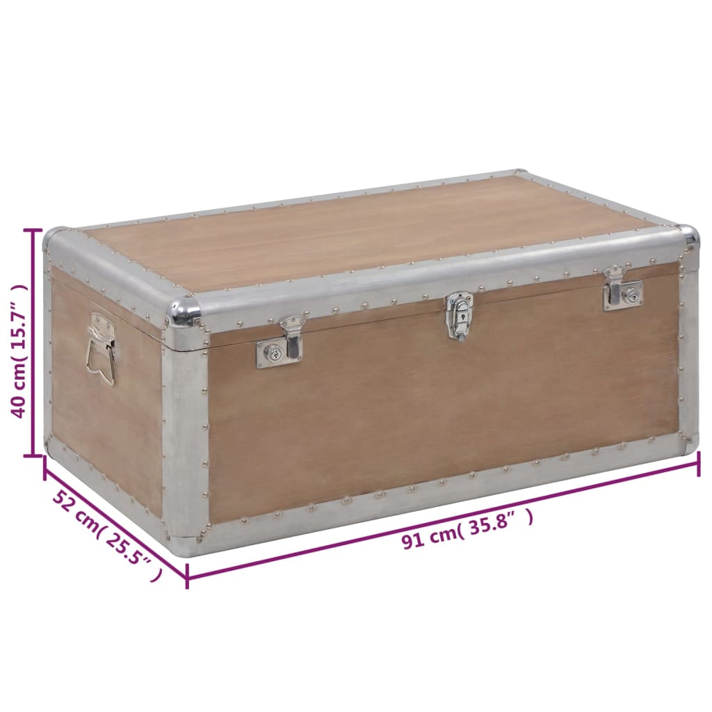 Úložný Box Z Masivního Jedlového Dřeva 91 X 52 X 40 Cm Hnědý