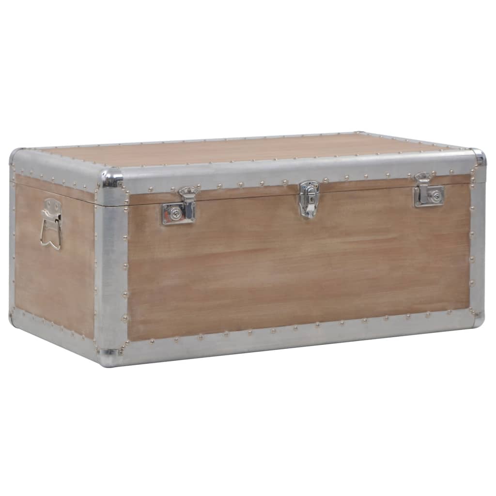 Úložný Box Z Masivního Jedlového Dřeva 91 X 52 X 40 Cm Hnědý