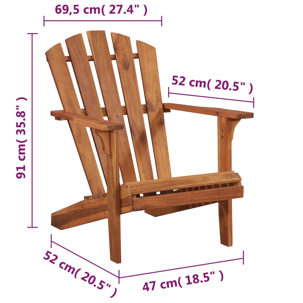 Zahradní Židle Adirondack Masivní Akácie