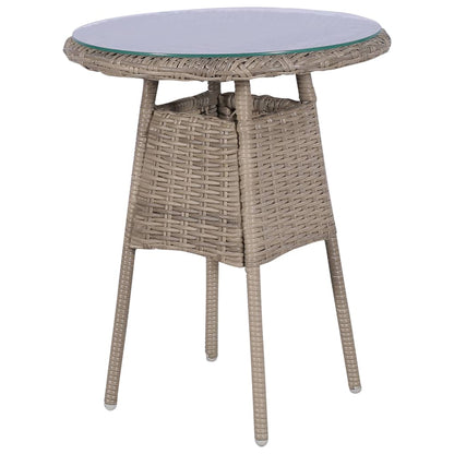 3Dílný Bistro Set S Poduškami Hnědý Polyratanový