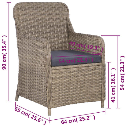 3Dílný Bistro Set S Poduškami Hnědý Polyratanový