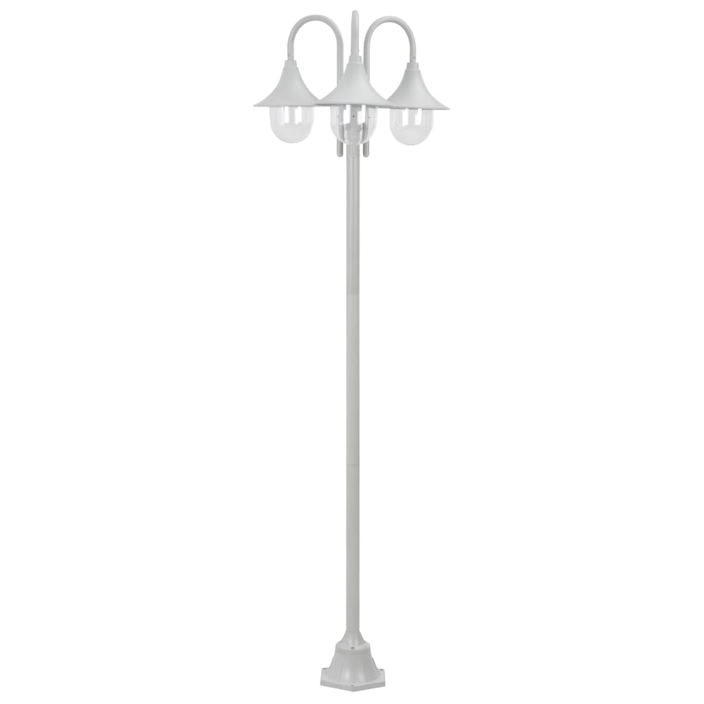 Zahradní Sloupová Lampa 3 Ramena E27 220 Cm Hliník