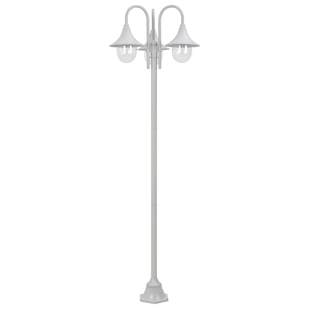 Zahradní Sloupová Lampa 3 Ramena E27 220 Cm Hliník
