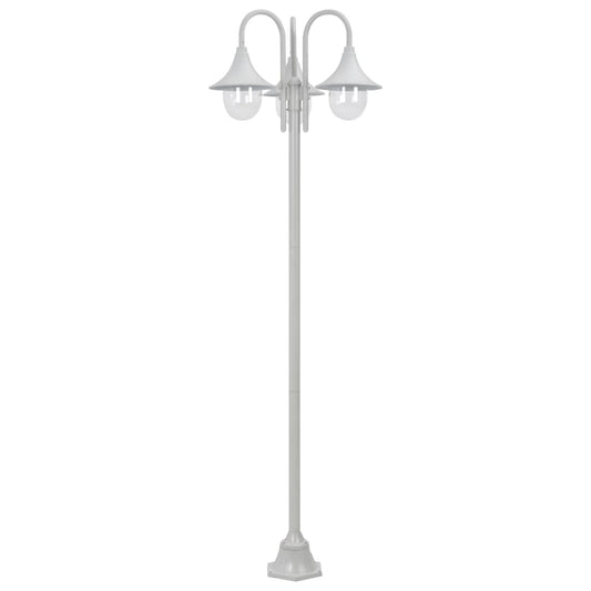 Zahradní Sloupová Lampa 3 Ramena E27 220 Cm Hliník