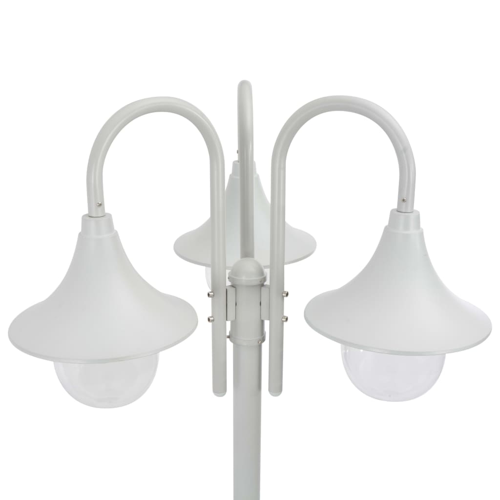 Zahradní Sloupová Lampa 3 Ramena E27 220 Cm Hliník