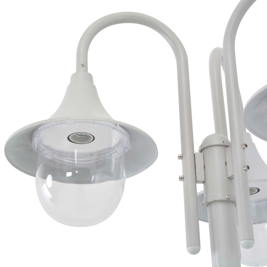 Zahradní Sloupová Lampa 3 Ramena E27 220 Cm Hliník