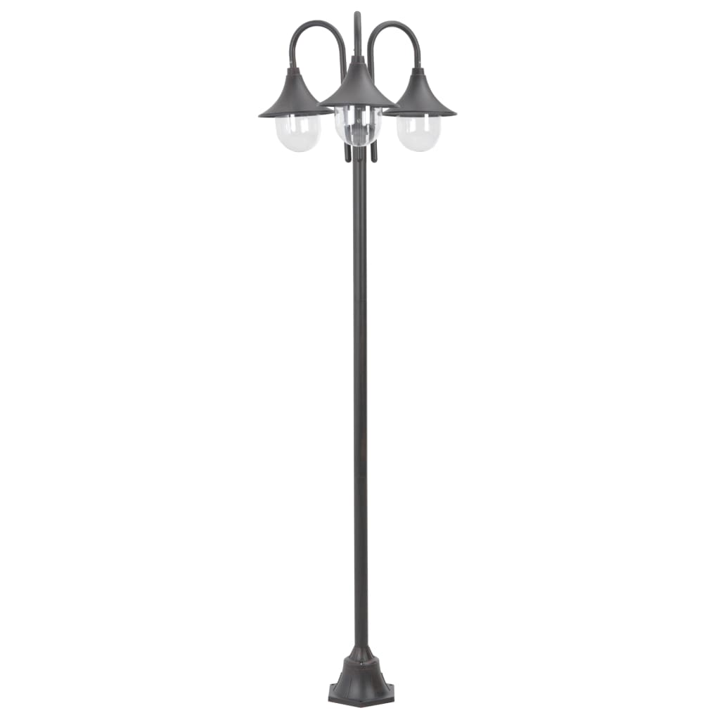 Zahradní Sloupová Lampa 3 Ramena E27 220 Cm Hliník