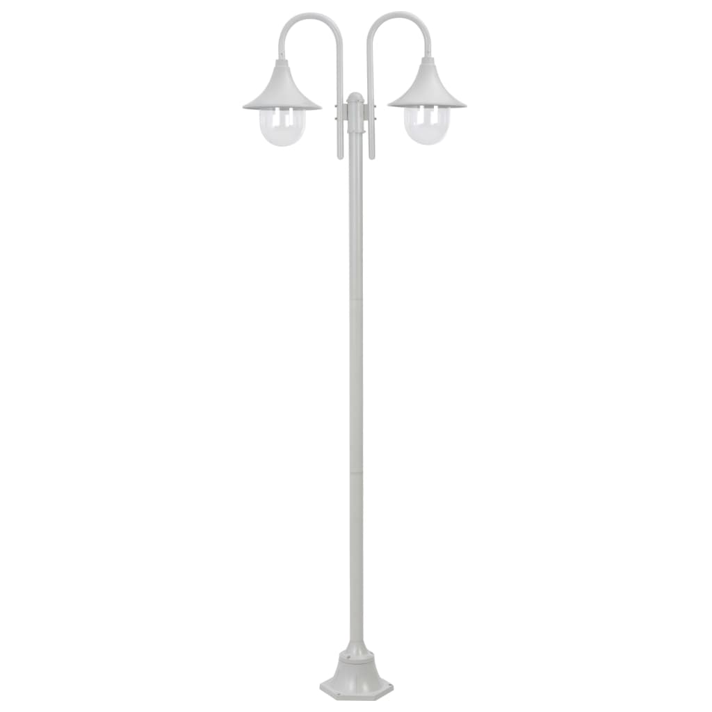 Zahradní Sloupová Lampa 2 Ramena E27 220 Cm Hliník