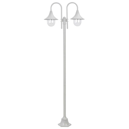 Zahradní Sloupová Lampa 2 Ramena E27 220 Cm Hliník