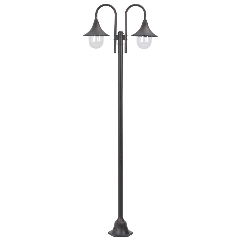 Zahradní Sloupová Lampa 2 Ramena E27 220 Cm Hliník