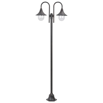 Zahradní Sloupová Lampa 2 Ramena E27 220 Cm Hliník