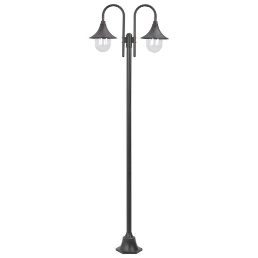 Zahradní Sloupová Lampa 2 Ramena E27 220 Cm Hliník