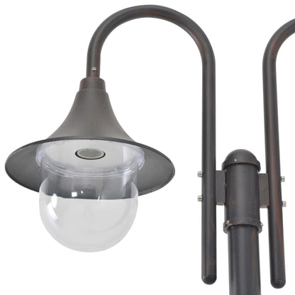 Zahradní Sloupová Lampa 2 Ramena E27 220 Cm Hliník