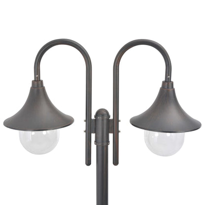 Zahradní Sloupová Lampa 2 Ramena E27 220 Cm Hliník