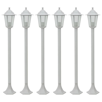 Zahradní Sloupové Lampy 6 Ks E27 110 Cm Hliníkové Bílé