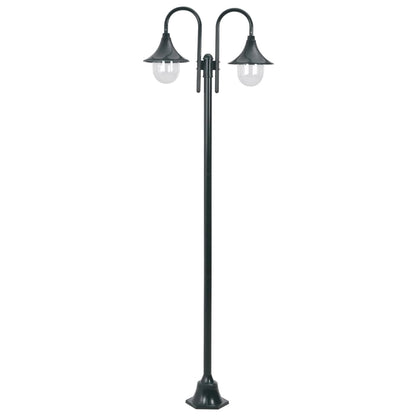 Zahradní Sloupová Lampa 2 Ramena E27 220 Cm Hliník