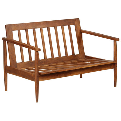 2Místná Pohovka Pravá Kůže S Akáciovým Dřevem