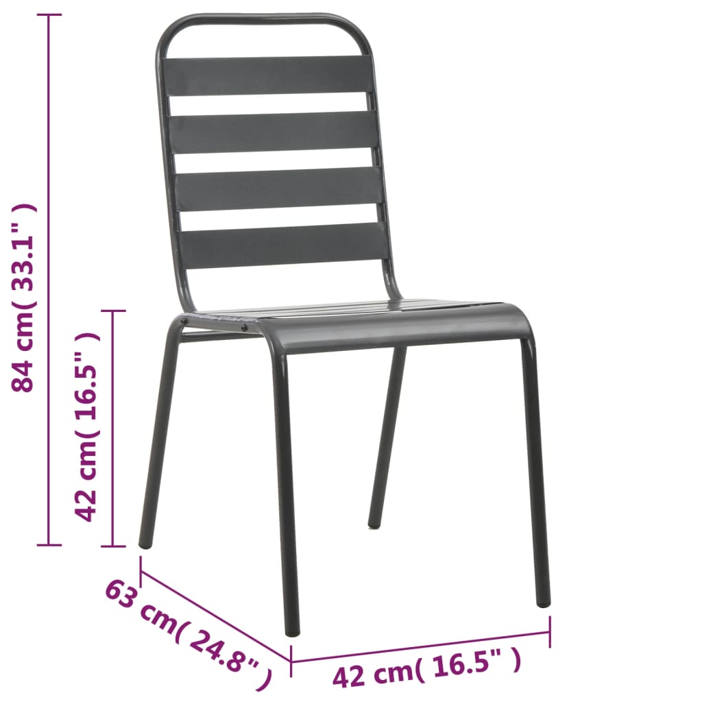 5Dílný Zahradní Jídelní Set Ocelový Tmavě Šedý