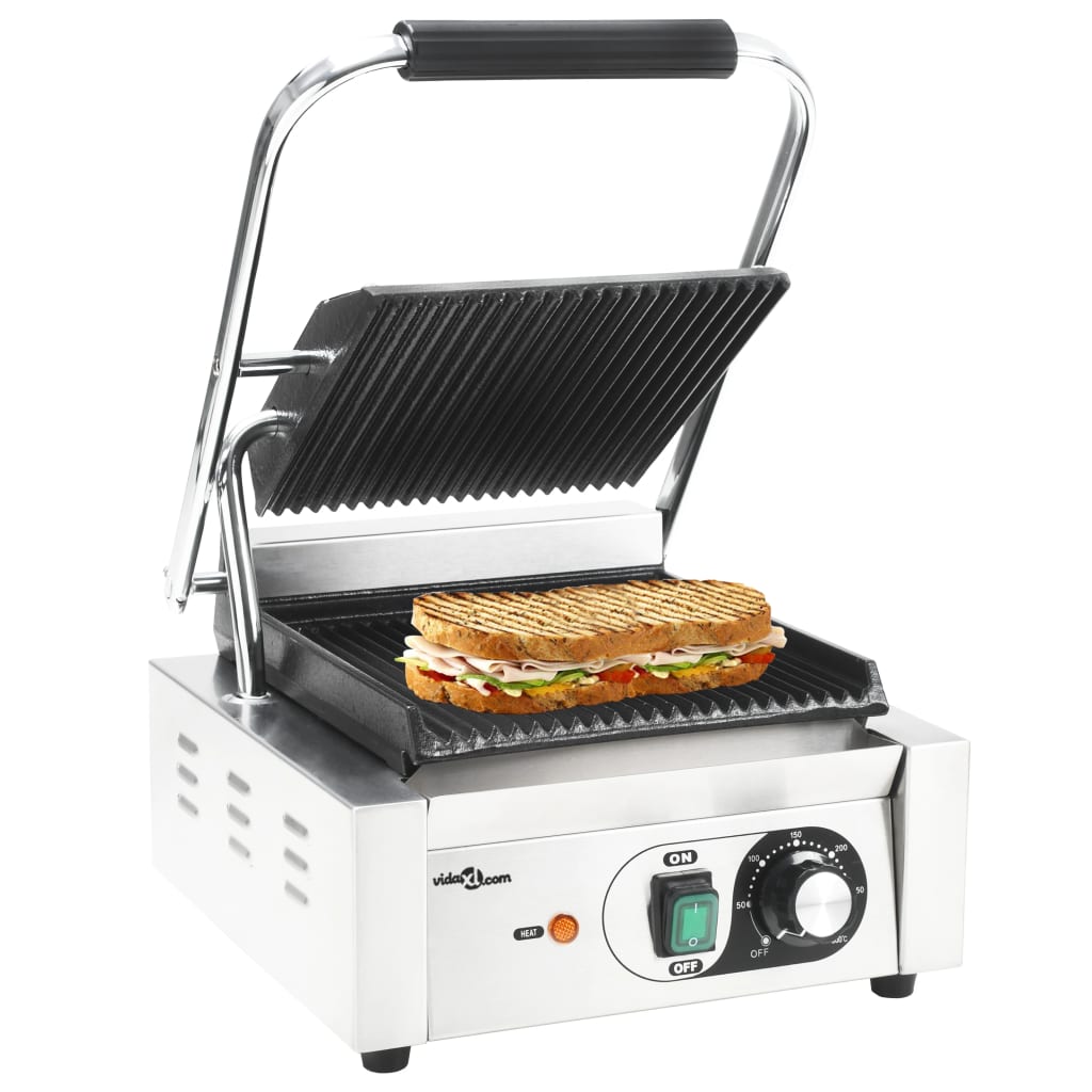 Rýhovaný Gril Na Panini Nerezová Ocel 1800 W 31 X 30,5 X 20 Cm